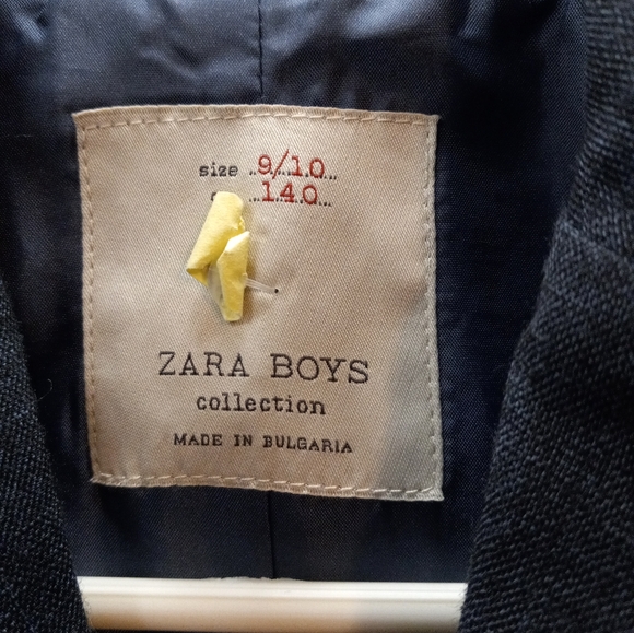 Zara Boy Print Blue 9/10 Extrafine Wool Tailored Fit Front Buttons Coat Blazer - Picture 10 of 10